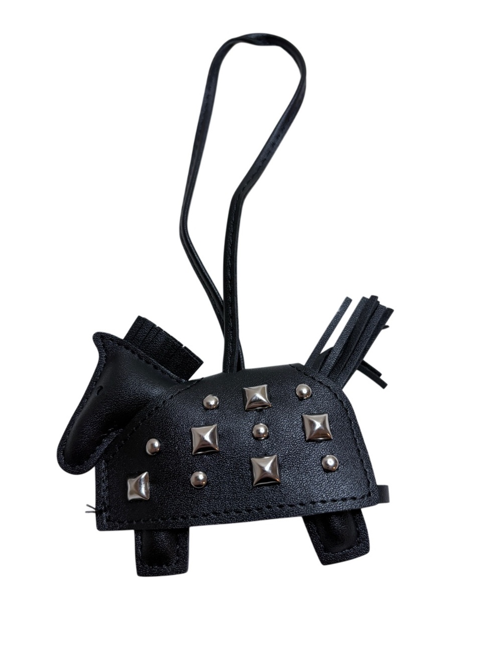 Black War Horse Bag Charm Studded Equestrian Purse Accessory